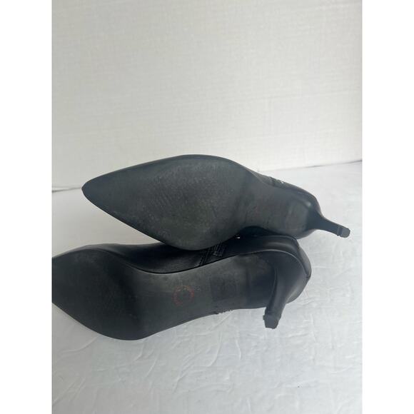 Lavorazione Artigiana Black Leather Pointy Toe Studded Buckle Ankle Zip Boot 8.5 - Picture 11 of 12